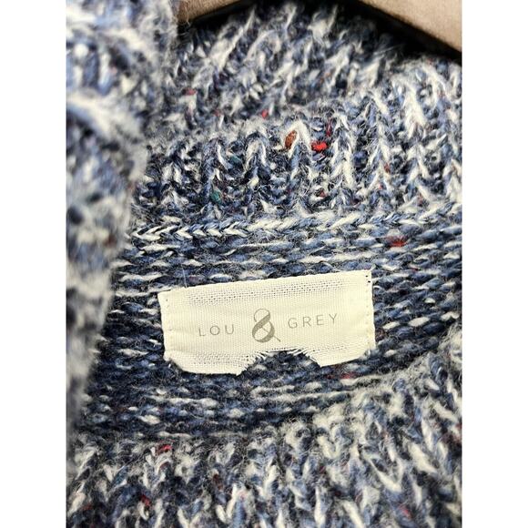 Lou & Grey Cropped Sweater Womens Small Turtleneck Wool Blend Blue Marled - Picture 4 of 6